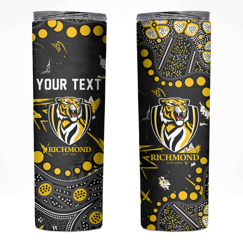 Personalized Richmond Tigers Skinny Tumbler Aboriginal Pattern with Graffiti Style