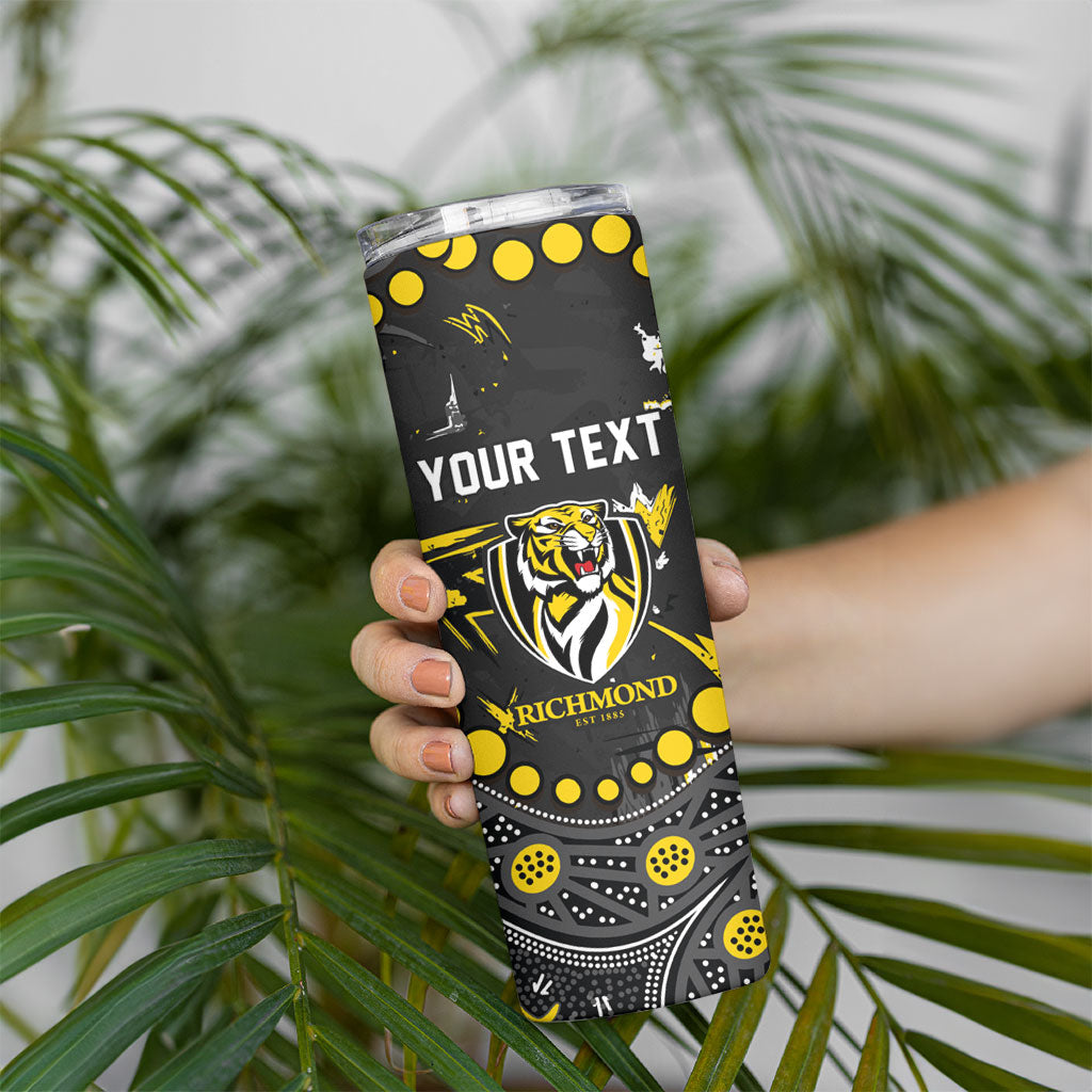 Personalized Richmond Tigers Skinny Tumbler Aboriginal Pattern with Graffiti Style