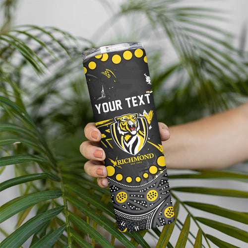 Personalized Richmond Tigers Skinny Tumbler Aboriginal Pattern with Graffiti Style