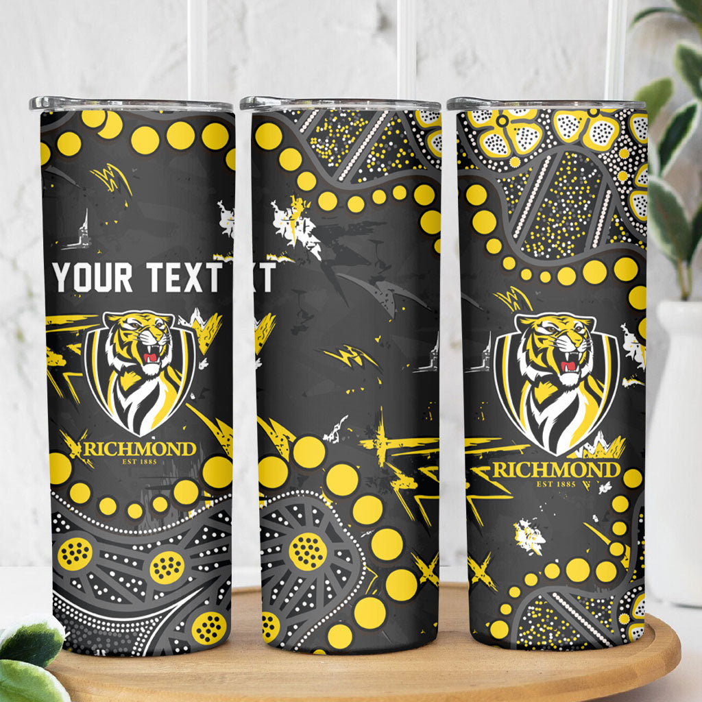Personalized Richmond Tigers Skinny Tumbler Aboriginal Pattern with Graffiti Style