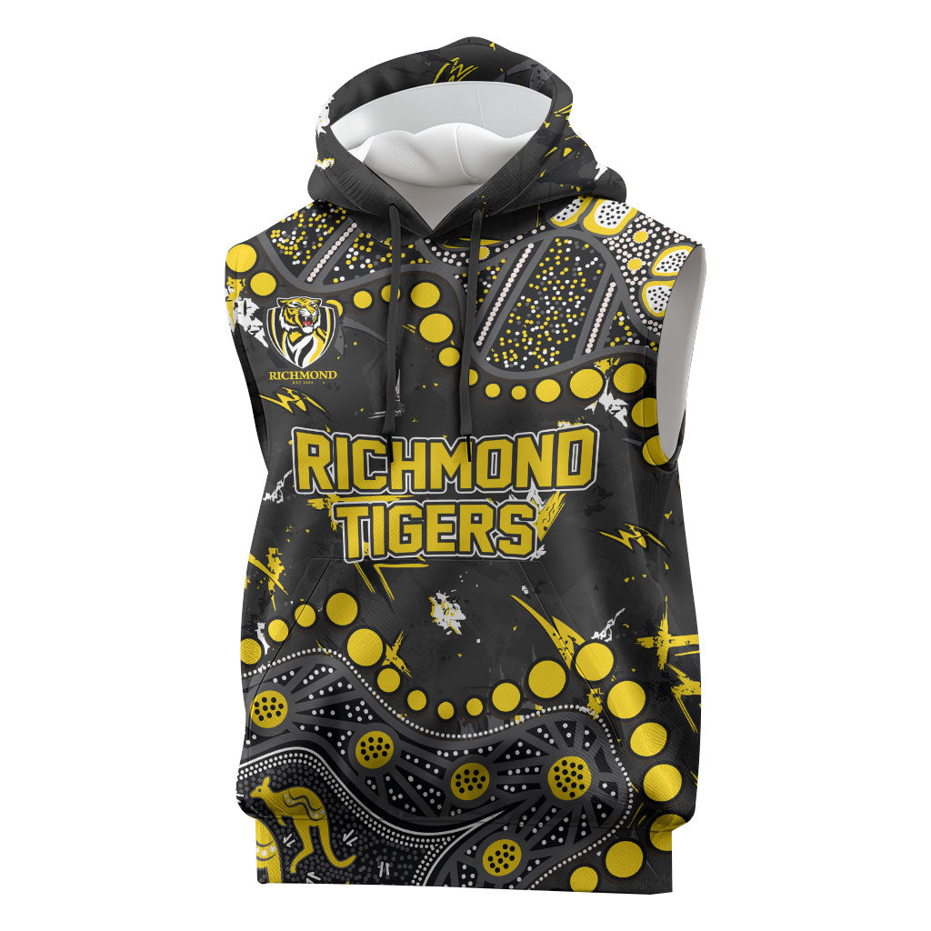 Personalized Richmond Tigers Sleeveless Hoodie Aboriginal Pattern with Graffiti Style