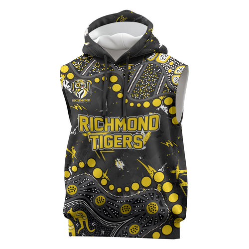 Personalized Richmond Tigers Sleeveless Hoodie Aboriginal Pattern with Graffiti Style