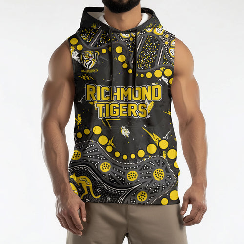 Personalized Richmond Tigers Sleeveless Hoodie Aboriginal Pattern with Graffiti Style