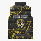 Personalized Richmond Tigers Sleeveless Puffer Jacket Aboriginal Pattern with Graffiti Style