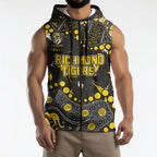 Personalized Richmond Tigers Sleeveless Zip Hoodie Aboriginal Pattern with Graffiti Style