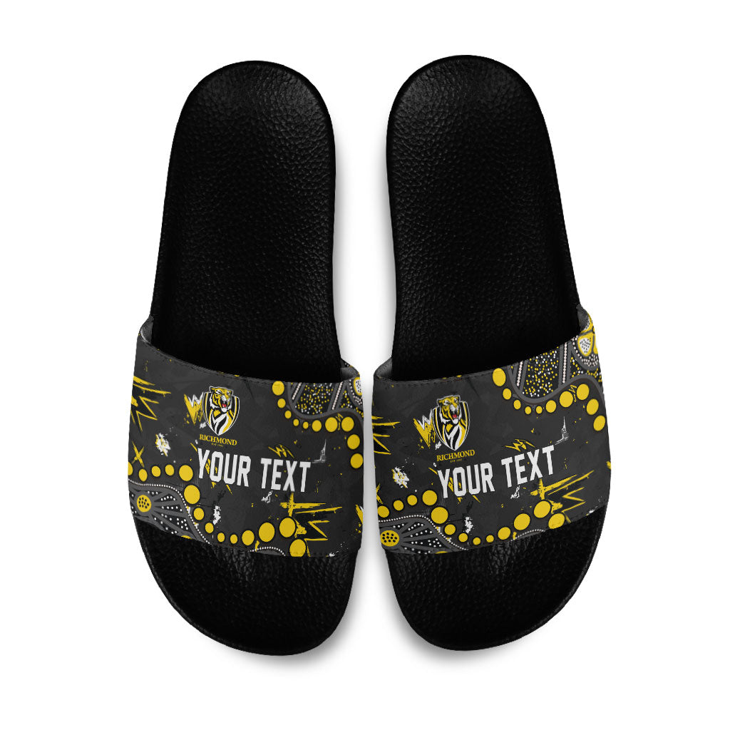 Personalized Richmond Tigers Slide Sandals Aboriginal Pattern with Graffiti Style