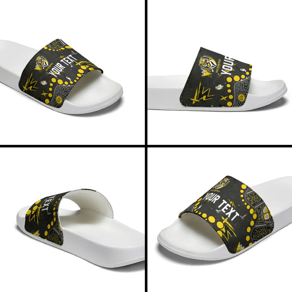 Personalized Richmond Tigers Slide Sandals Aboriginal Pattern with Graffiti Style