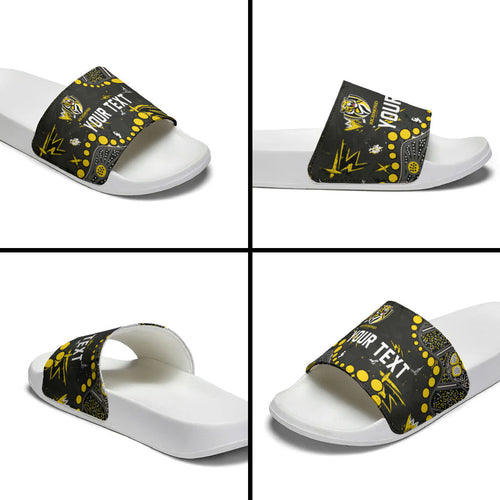 Personalized Richmond Tigers Slide Sandals Aboriginal Pattern with Graffiti Style