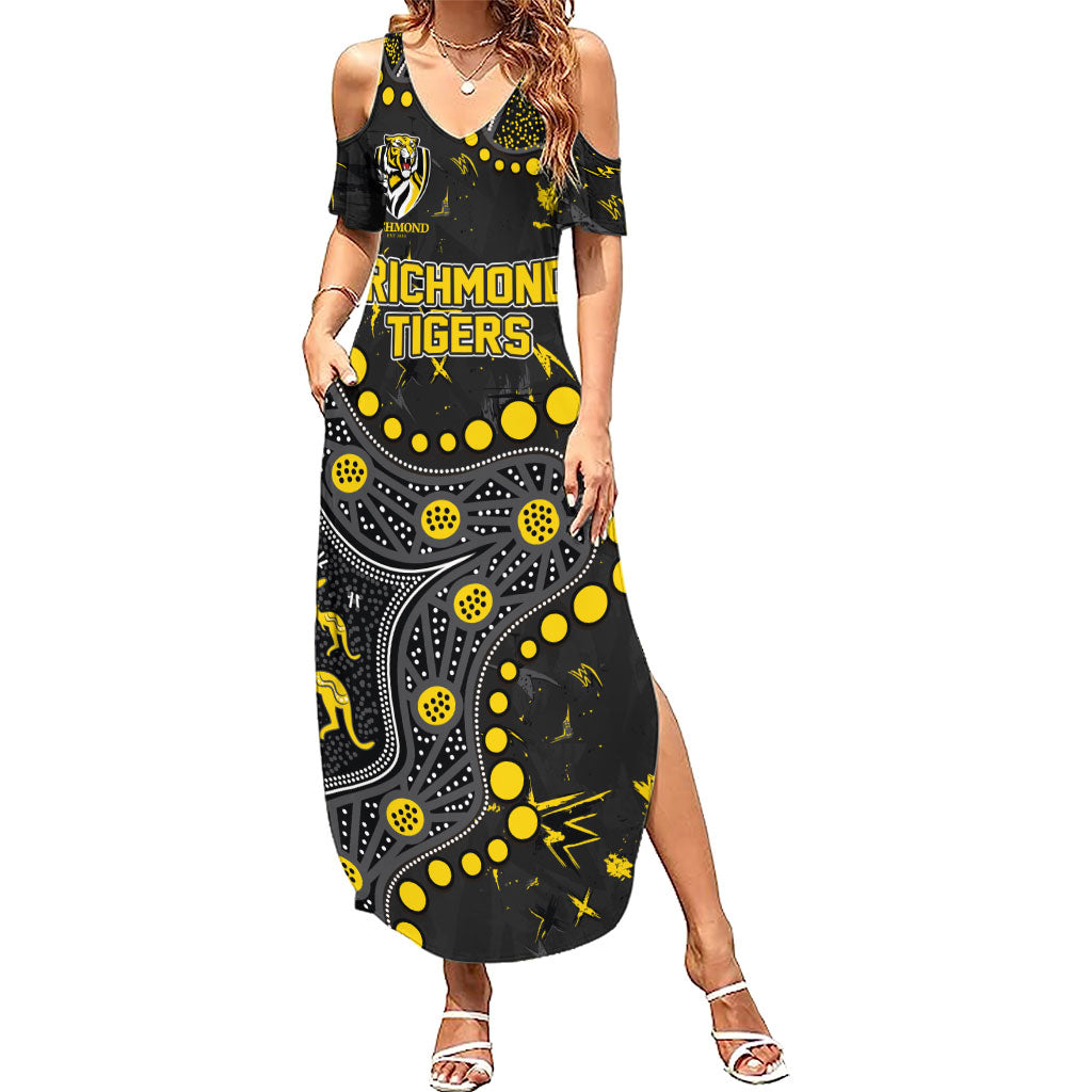 Personalized Richmond Tigers Summer Maxi Dress Aboriginal Pattern with Graffiti Style