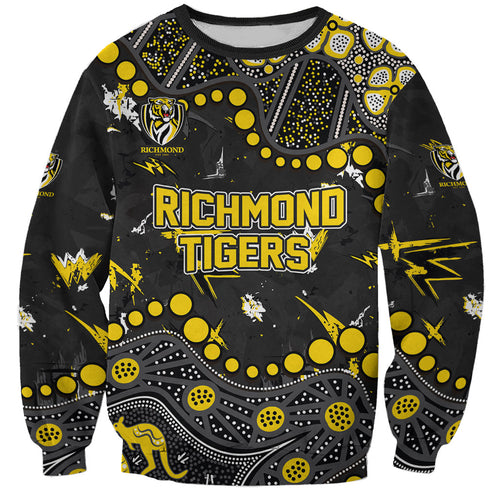 Personalized Richmond Tigers Sweatshirt Aboriginal Pattern with Graffiti Style