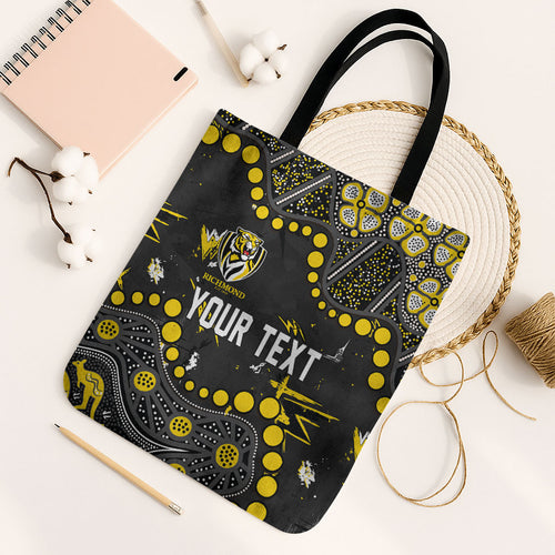 Personalized Richmond Tigers Tote Bag Aboriginal Pattern with Graffiti Style