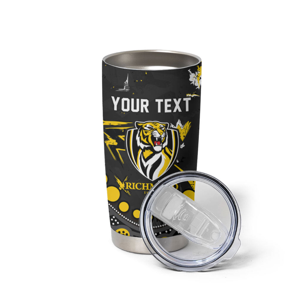 Personalized Richmond Tigers Tumbler Cup Aboriginal Pattern with Graffiti Style