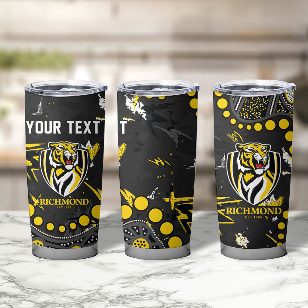 Personalized Richmond Tigers Tumbler Cup Aboriginal Pattern with Graffiti Style
