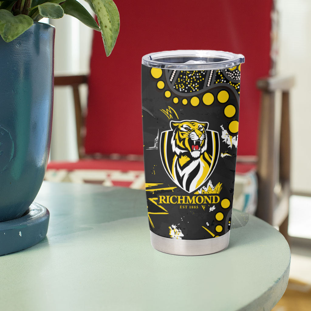 Personalized Richmond Tigers Tumbler Cup Aboriginal Pattern with Graffiti Style