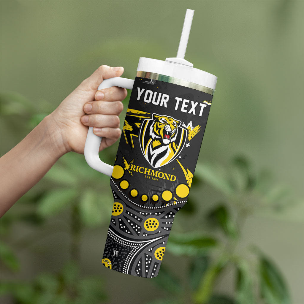 Personalized Richmond Tigers Tumbler With Handle Aboriginal Pattern with Graffiti Style