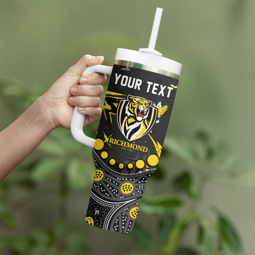Personalized Richmond Tigers Tumbler With Handle Aboriginal Pattern with Graffiti Style