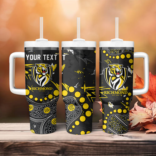 Personalized Richmond Tigers Tumbler With Handle Aboriginal Pattern with Graffiti Style