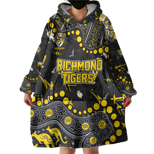 Personalized Richmond Tigers Wearable Blanket Hoodie Aboriginal Pattern with Graffiti Style