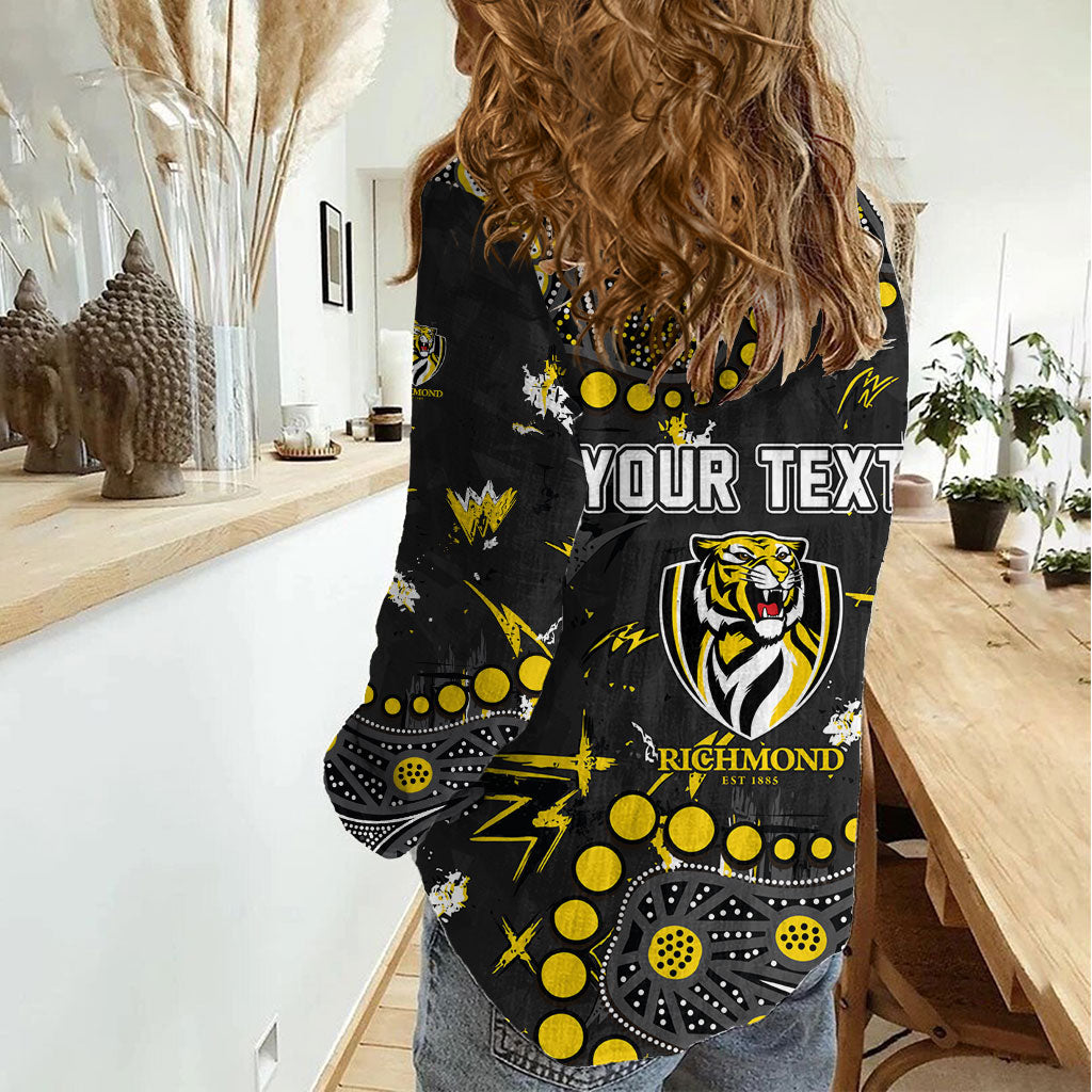 Personalized Richmond Tigers Women Casual Shirt Aboriginal Pattern with Graffiti Style