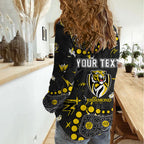 Personalized Richmond Tigers Women Casual Shirt Aboriginal Pattern with Graffiti Style