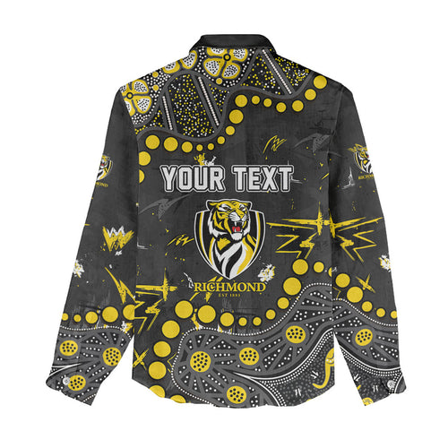 Personalized Richmond Tigers Women Casual Shirt Aboriginal Pattern with Graffiti Style
