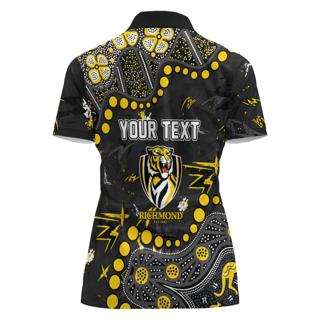 Personalized Richmond Tigers Women Polo Shirt Aboriginal Pattern with Graffiti Style