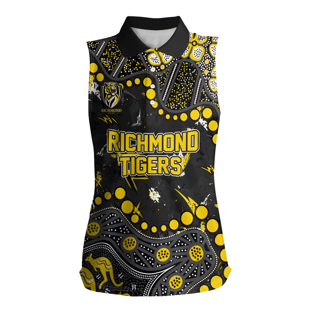 Personalized Richmond Tigers Women Sleeveless Polo Shirt Aboriginal Pattern with Graffiti Style
