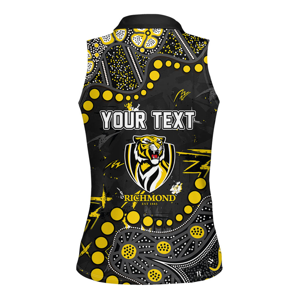Personalized Richmond Tigers Women Sleeveless Polo Shirt Aboriginal Pattern with Graffiti Style
