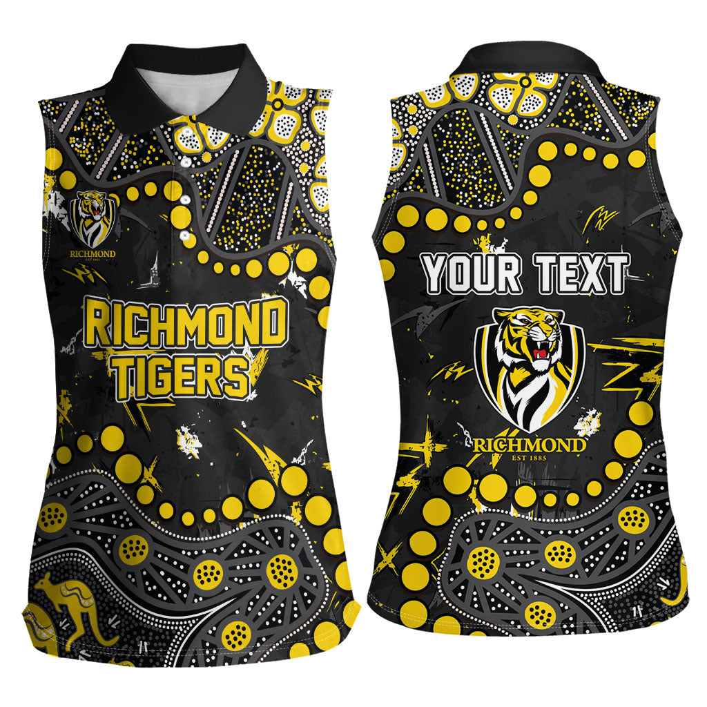 Personalized Richmond Tigers Women Sleeveless Polo Shirt Aboriginal Pattern with Graffiti Style
