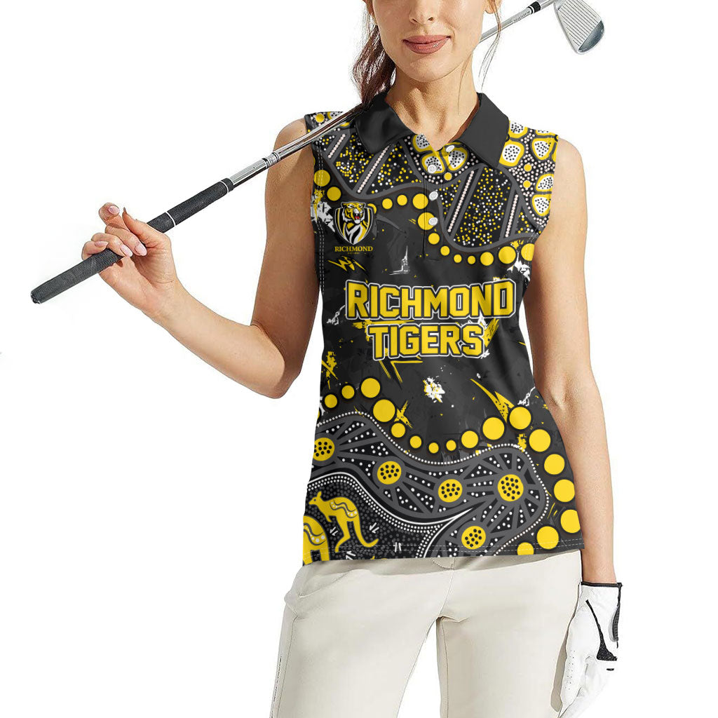 Personalized Richmond Tigers Women Sleeveless Polo Shirt Aboriginal Pattern with Graffiti Style