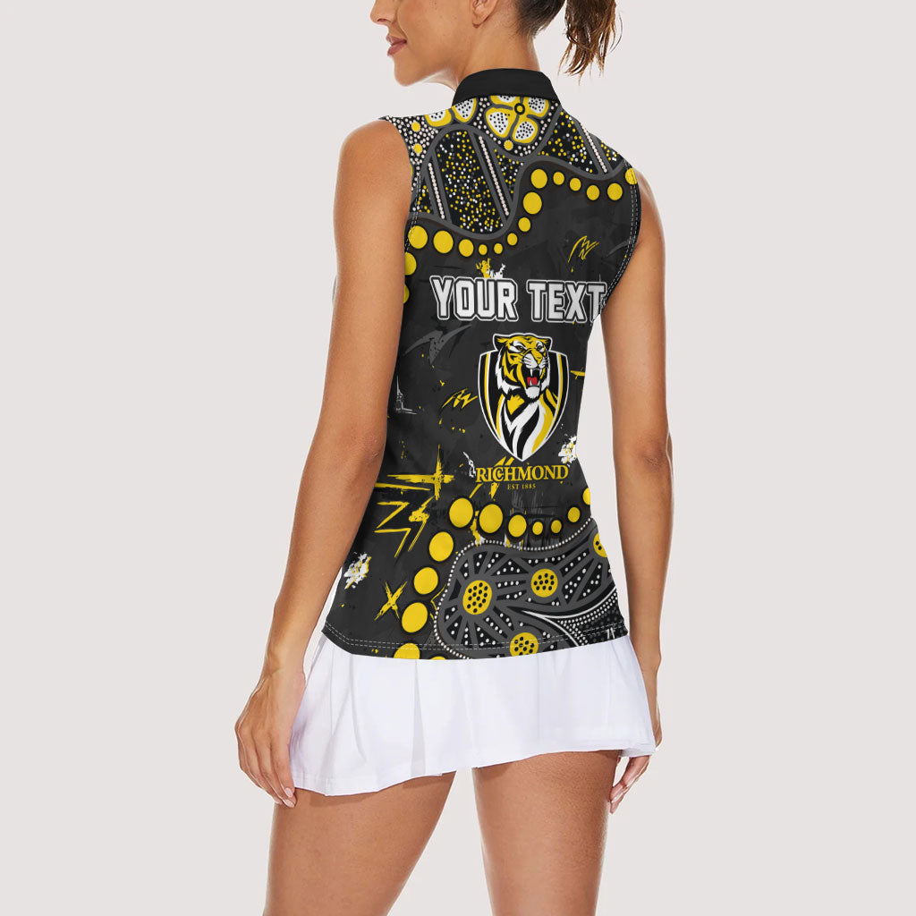 Personalized Richmond Tigers Women Sleeveless Polo Shirt Aboriginal Pattern with Graffiti Style