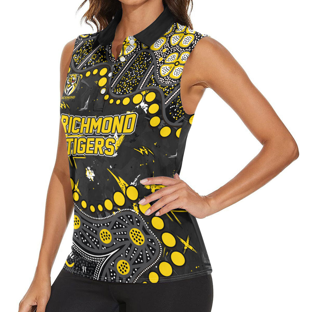 Personalized Richmond Tigers Women Sleeveless Polo Shirt Aboriginal Pattern with Graffiti Style