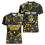 Personalized Richmond Tigers Women V-Neck T-Shirt Aboriginal Pattern with Graffiti Style