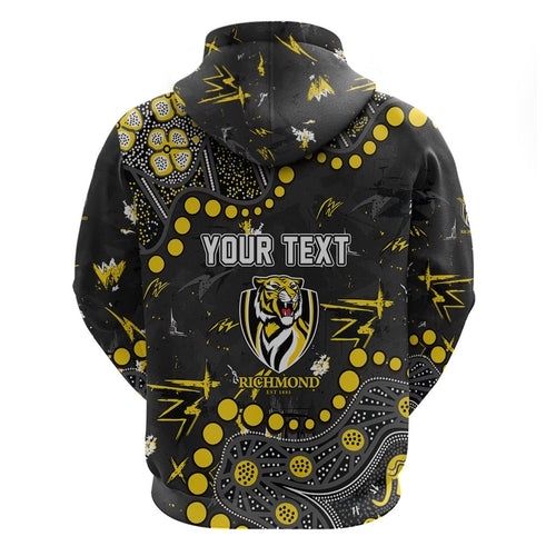 Personalized Richmond Tigers Zip Hoodie Aboriginal Pattern with Graffiti Style