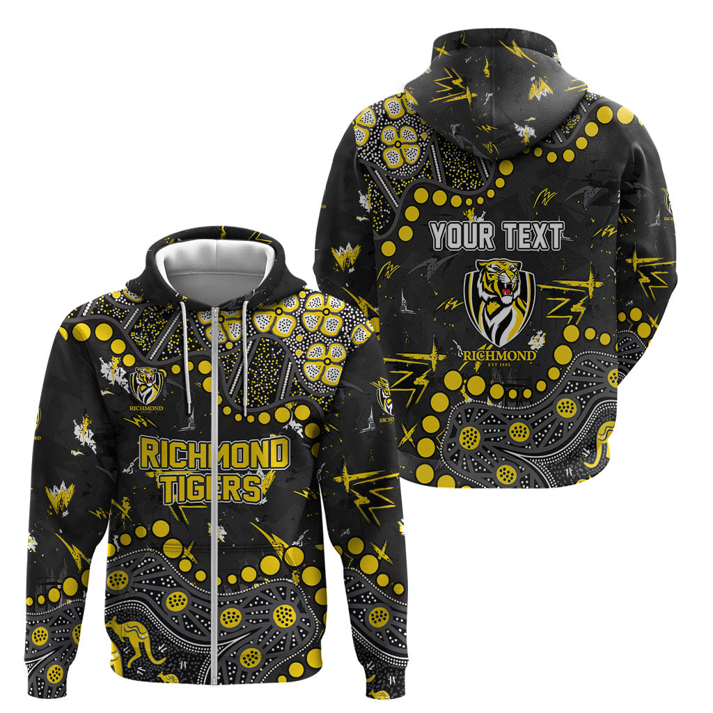 Personalized Richmond Tigers Zip Hoodie Aboriginal Pattern with Graffiti Style