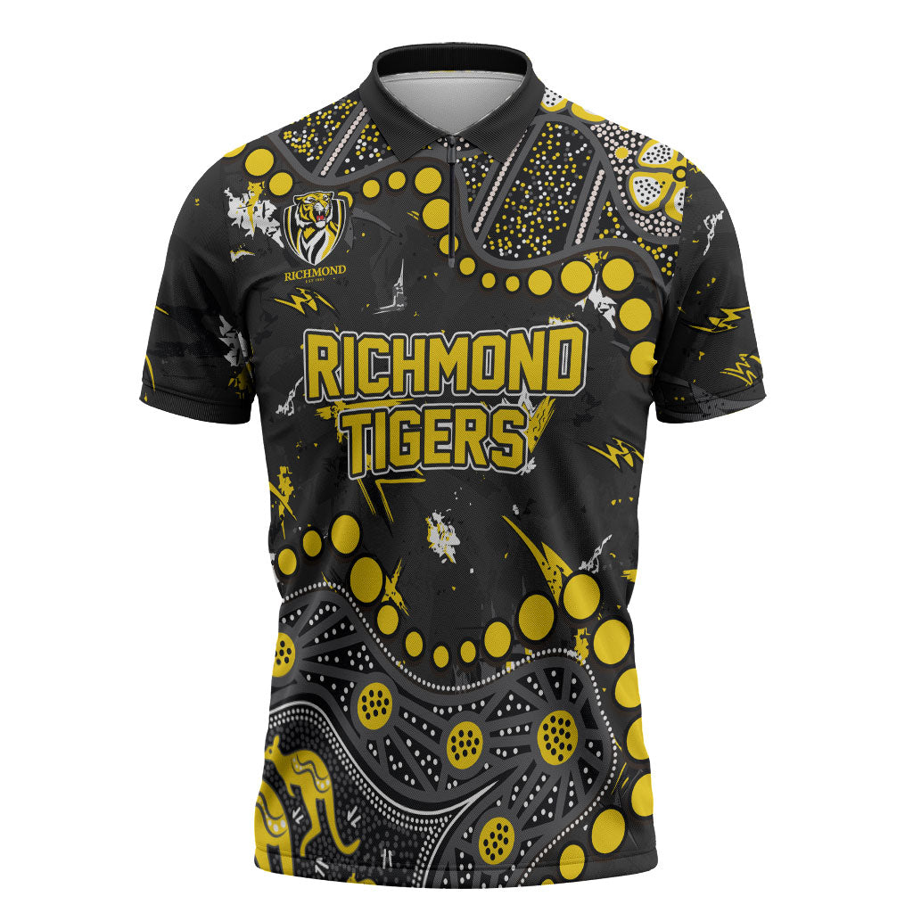 Personalized Richmond Tigers Zipper Polo Shirt Aboriginal Pattern with Graffiti Style