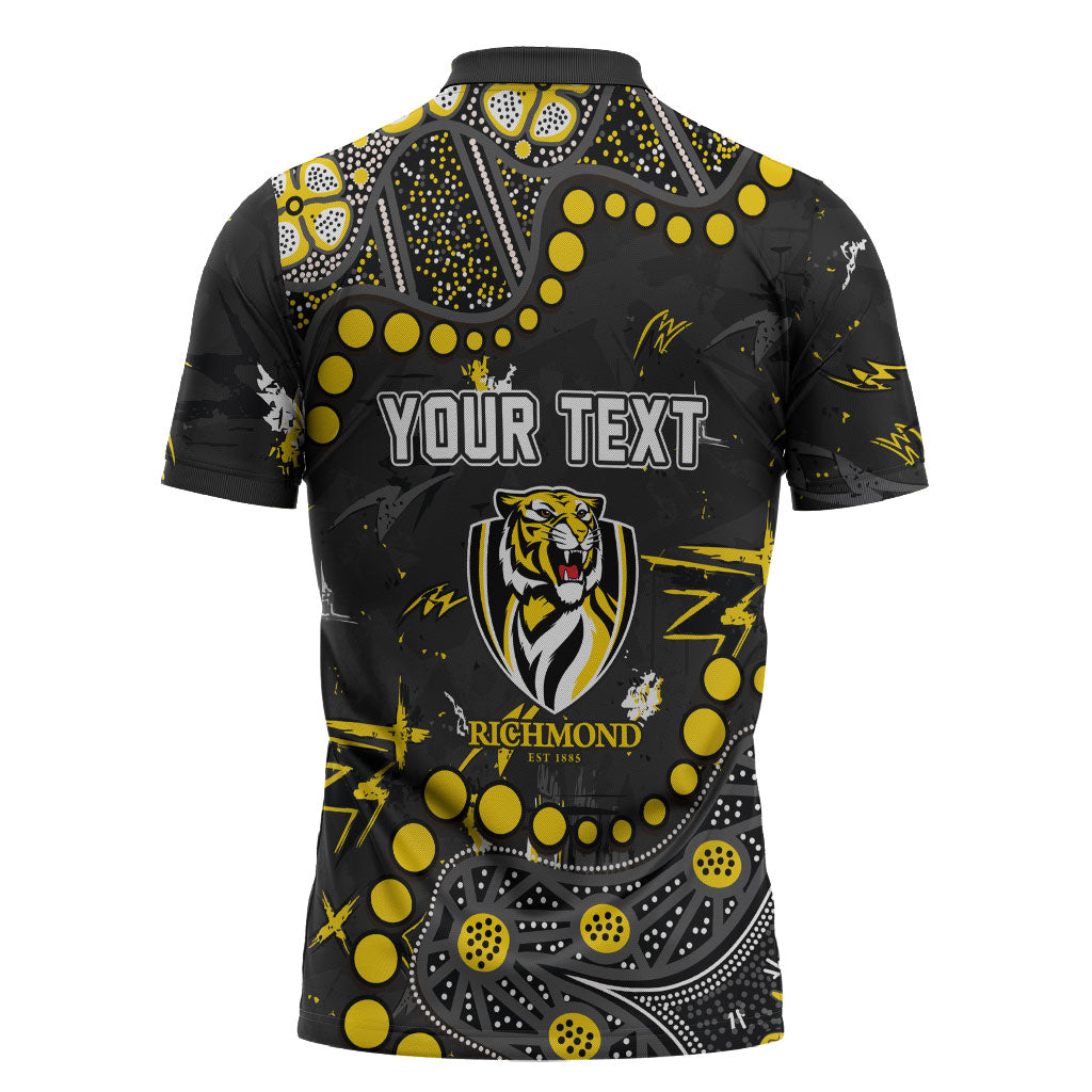 Personalized Richmond Tigers Zipper Polo Shirt Aboriginal Pattern with Graffiti Style