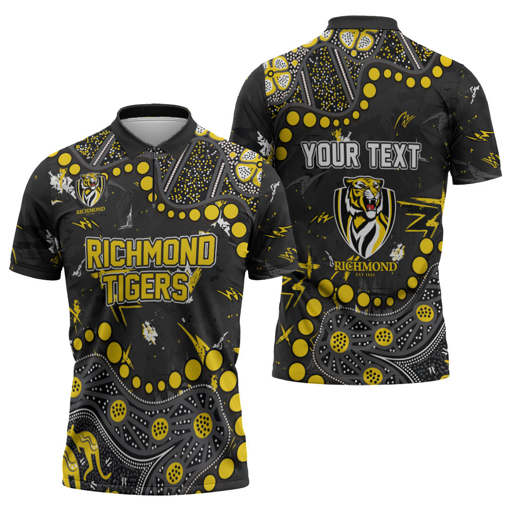 Personalized Richmond Tigers Zipper Polo Shirt Aboriginal Pattern with Graffiti Style