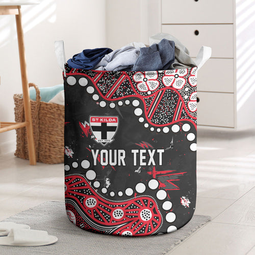 Personalized St Kilda Saints Laundry Basket Aboriginal Pattern with Graffiti Style