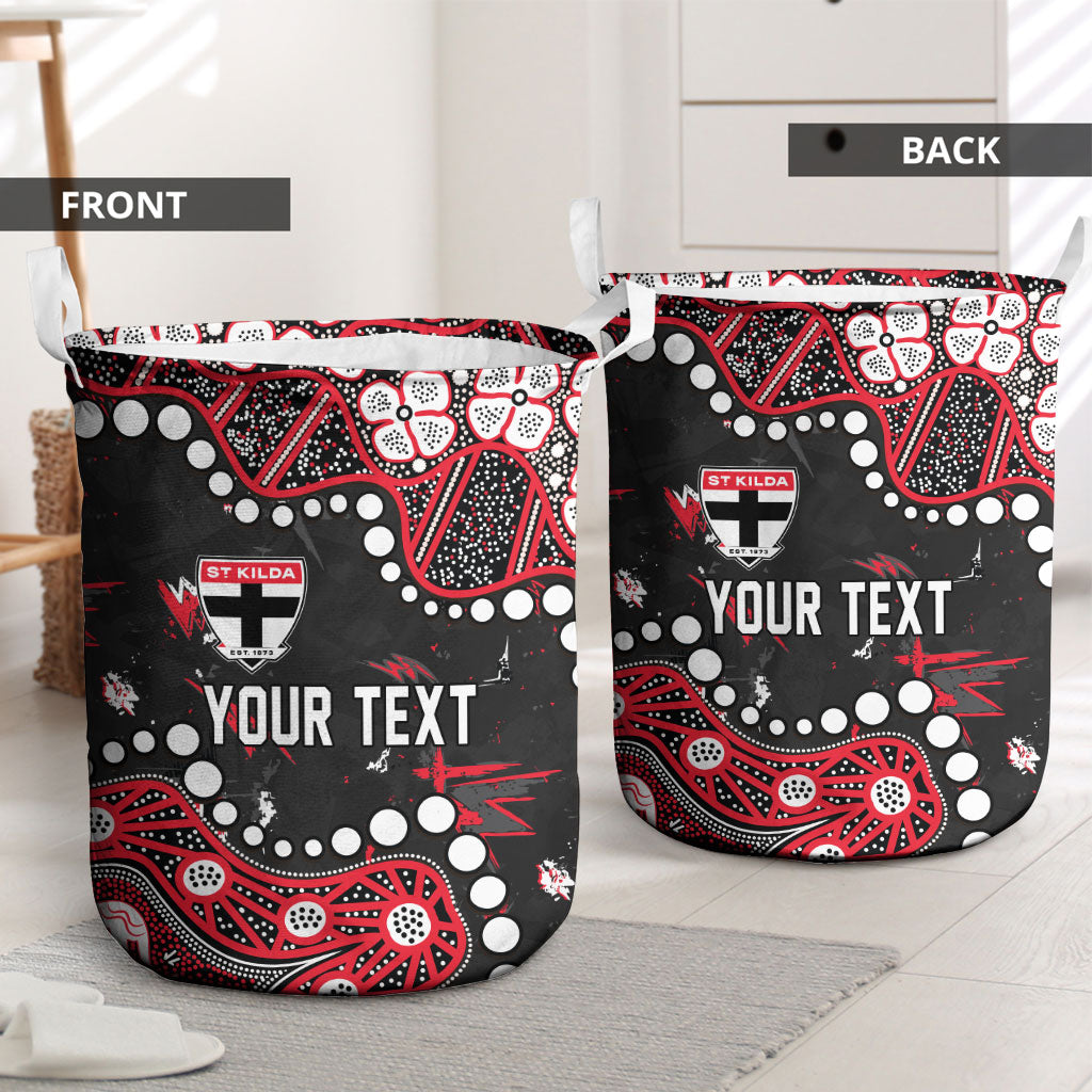 Personalized St Kilda Saints Laundry Basket Aboriginal Pattern with Graffiti Style
