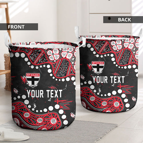 Personalized St Kilda Saints Laundry Basket Aboriginal Pattern with Graffiti Style