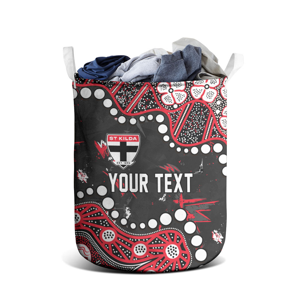 Personalized St Kilda Saints Laundry Basket Aboriginal Pattern with Graffiti Style