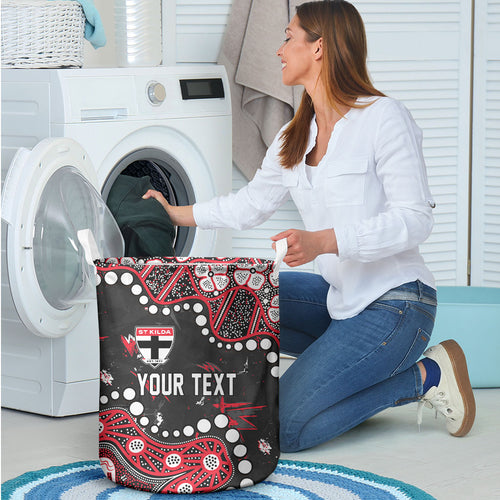 Personalized St Kilda Saints Laundry Basket Aboriginal Pattern with Graffiti Style
