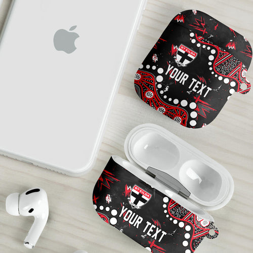Personalized St Kilda Saints AirPods Case Aboriginal Pattern with Graffiti Style