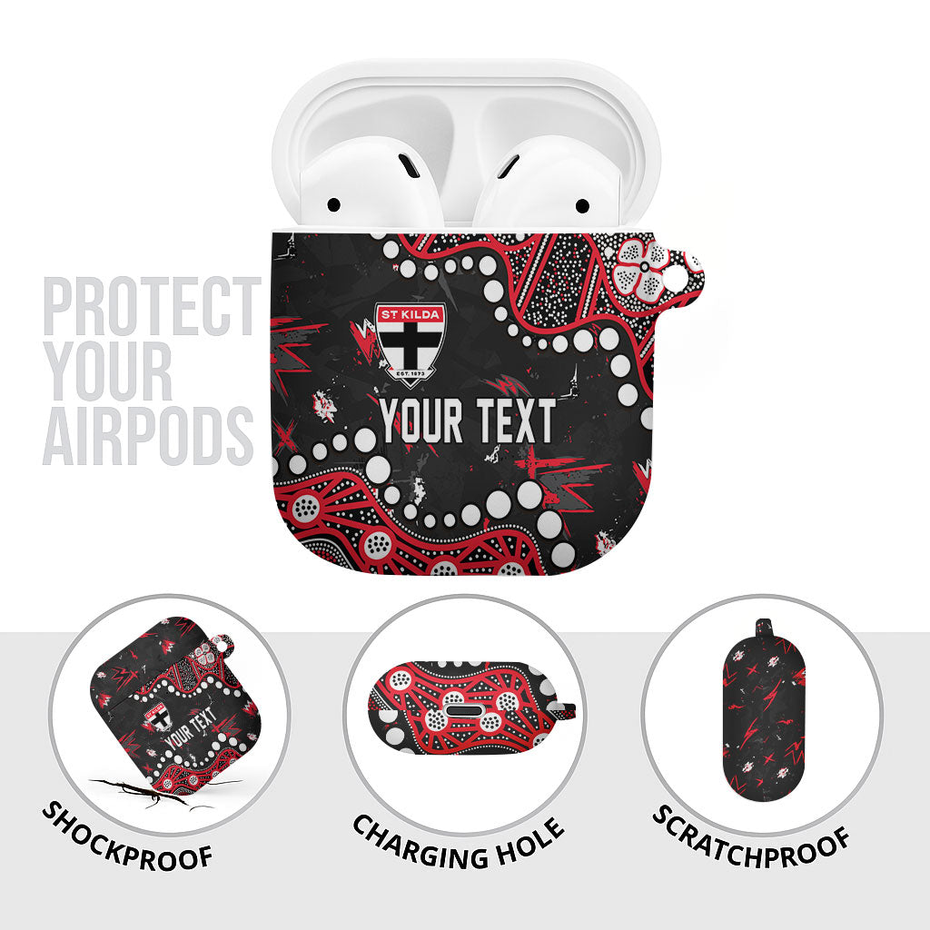 Personalized St Kilda Saints AirPods Case Aboriginal Pattern with Graffiti Style