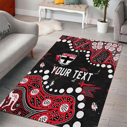 Personalized St Kilda Saints Area Rug Aboriginal Pattern with Graffiti Style