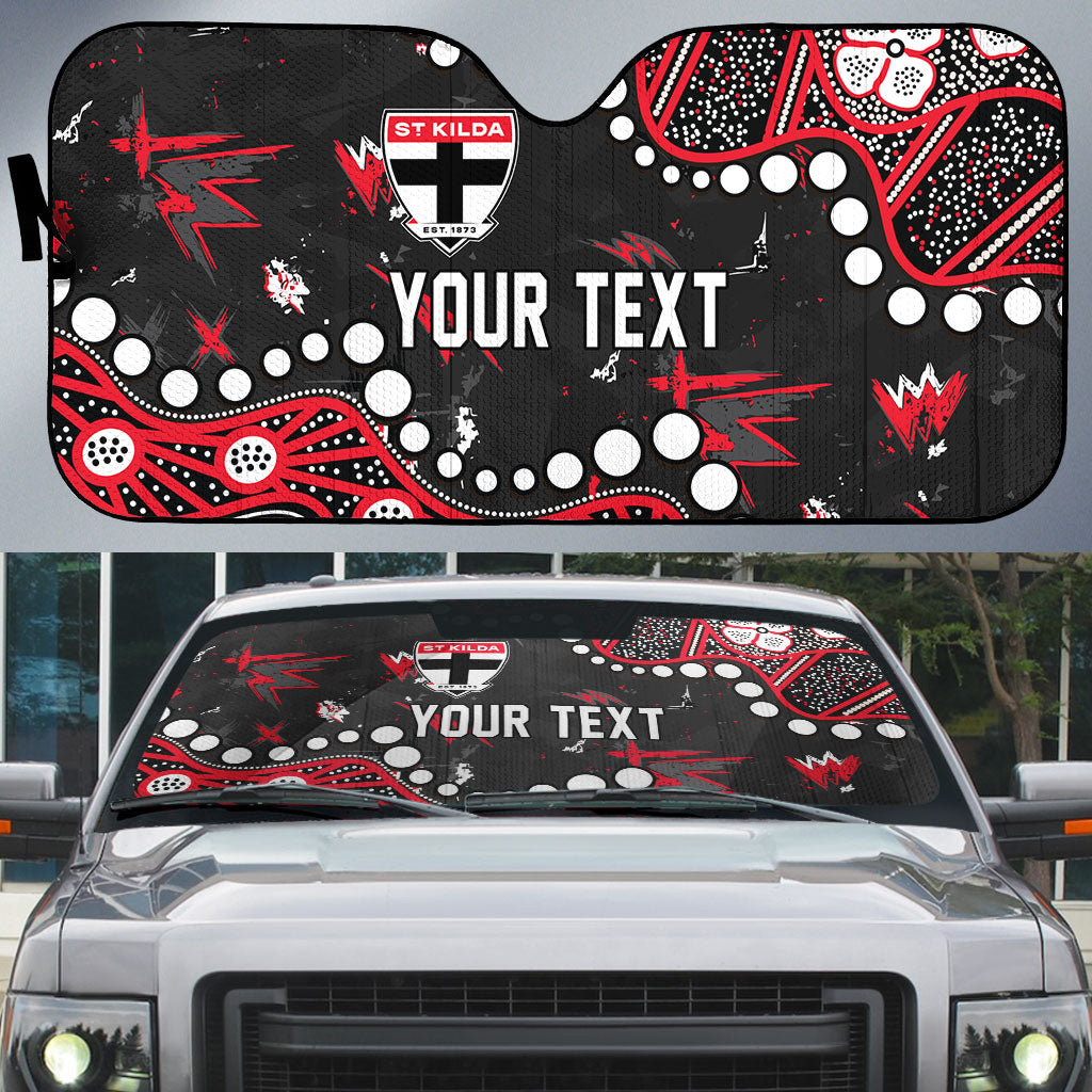 Personalized St Kilda Saints Auto Sun Shade Aboriginal Pattern with Graffiti Style