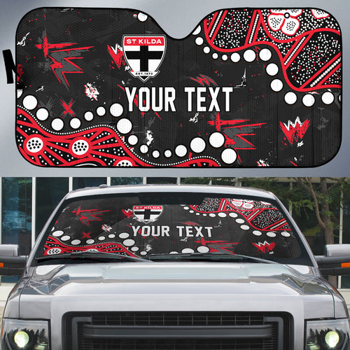 Personalized St Kilda Saints Auto Sun Shade Aboriginal Pattern with Graffiti Style