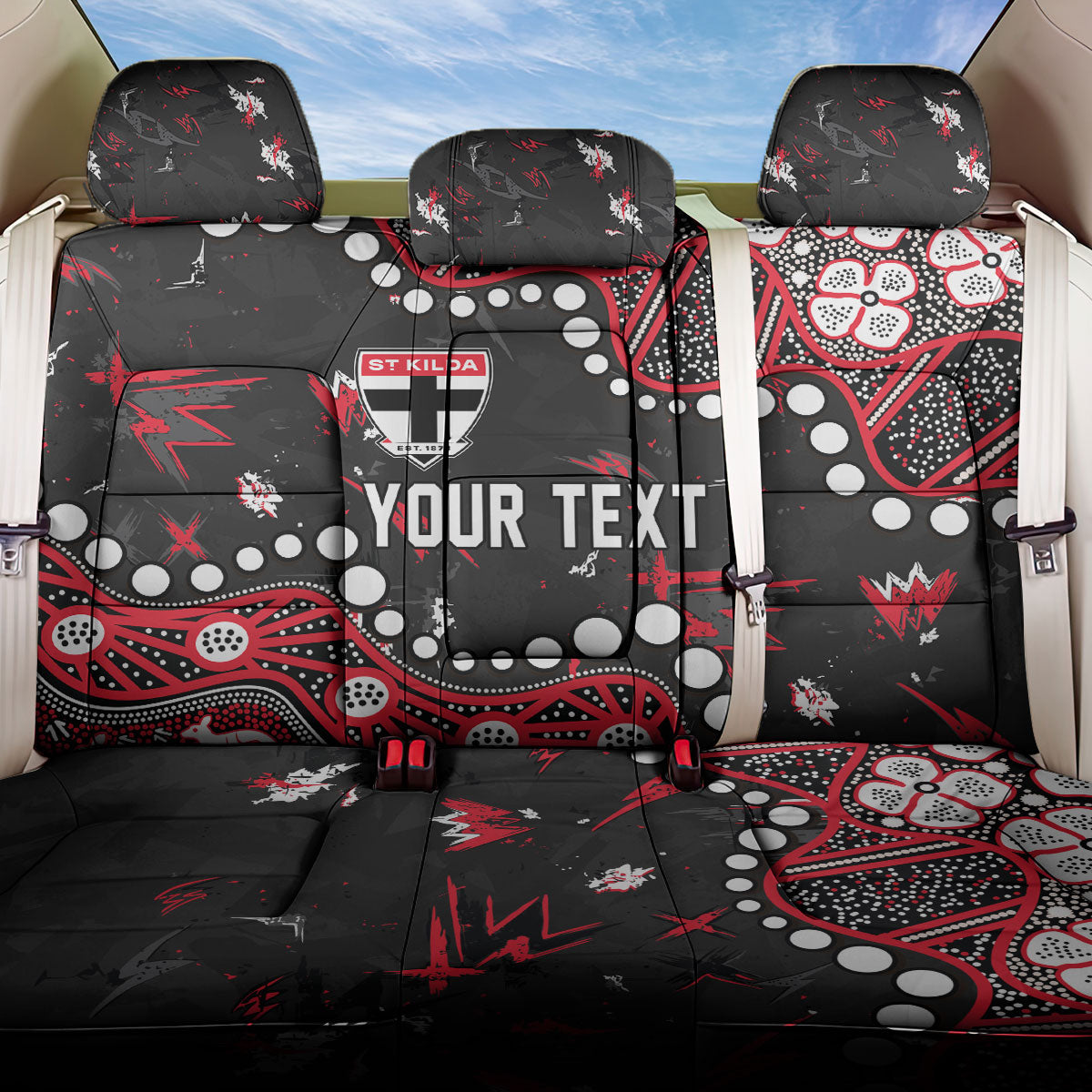 Personalized St Kilda Saints Back Car Seat Cover Aboriginal Pattern with Graffiti Style