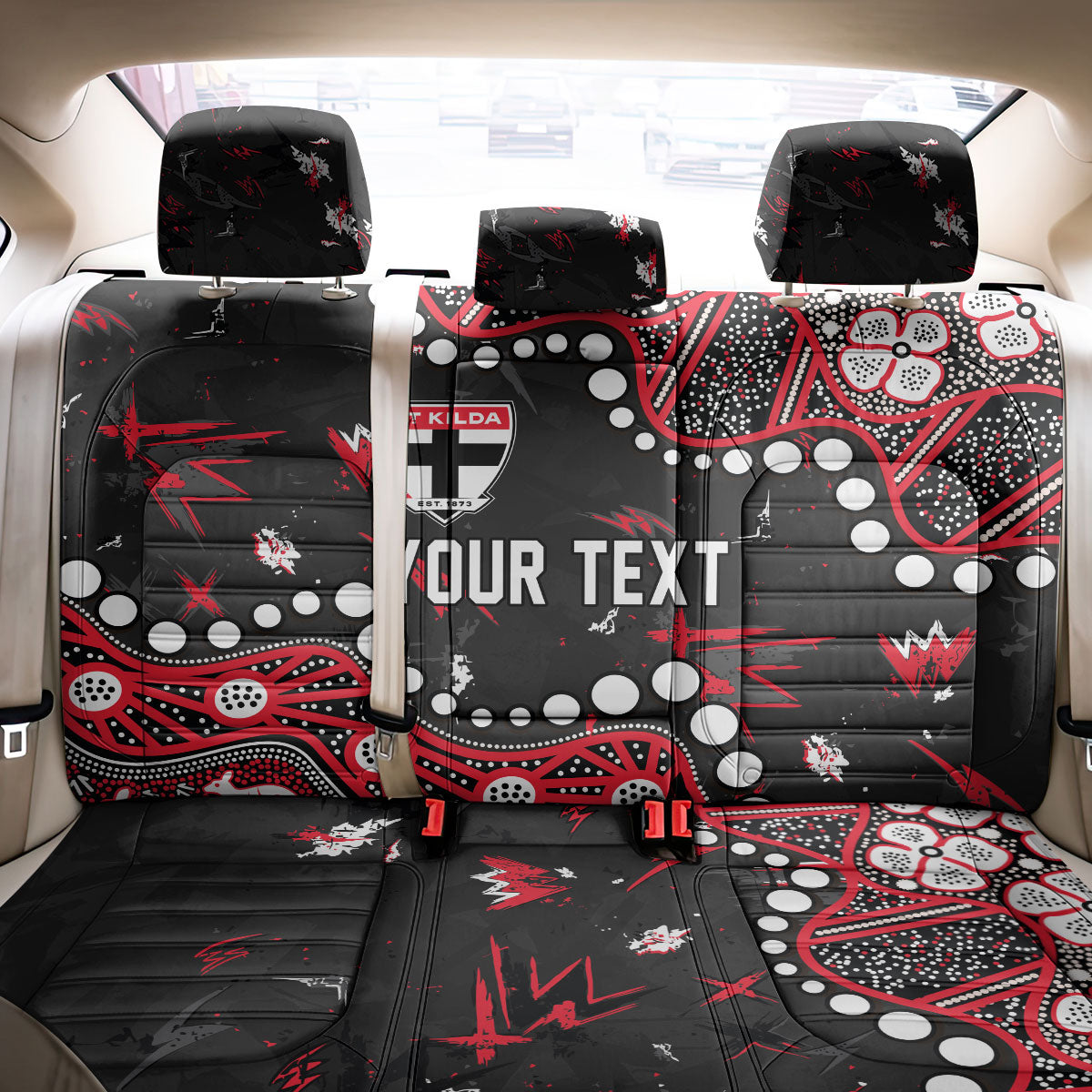 Personalized St Kilda Saints Back Car Seat Cover Aboriginal Pattern with Graffiti Style